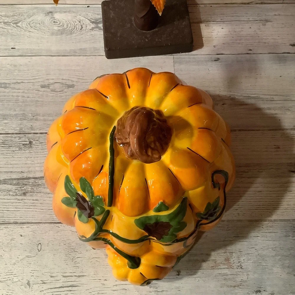 Blue Sky Clayworks Fall Harvest Pumpkin Cookie Jar